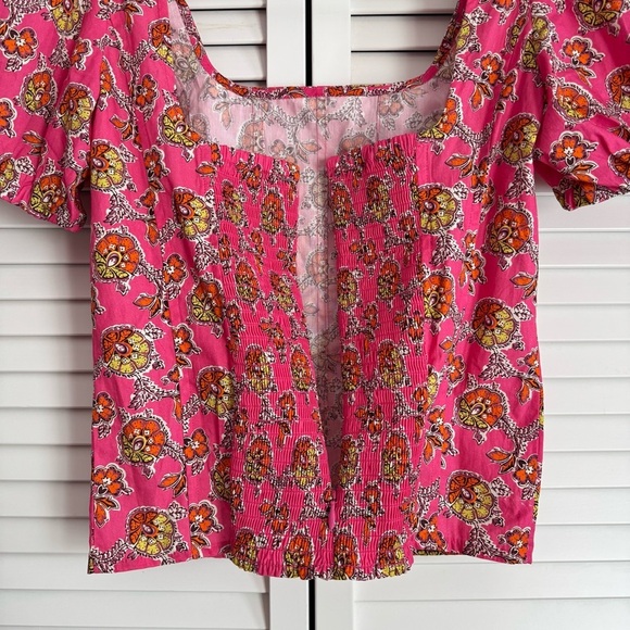 J. Crew Puff-Sleeve Square-neck Top in Ratti Pink Blooms Print Size 00 NWT - Picture 6 of 12